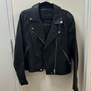 Blank NYC black leather moto jacket with gold hardware size large